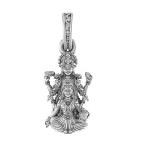 Akshat Sapphire 92.5% Pure Sterling Silver God Vishnu Laxmi (Big Size) Pendant for Men & Women