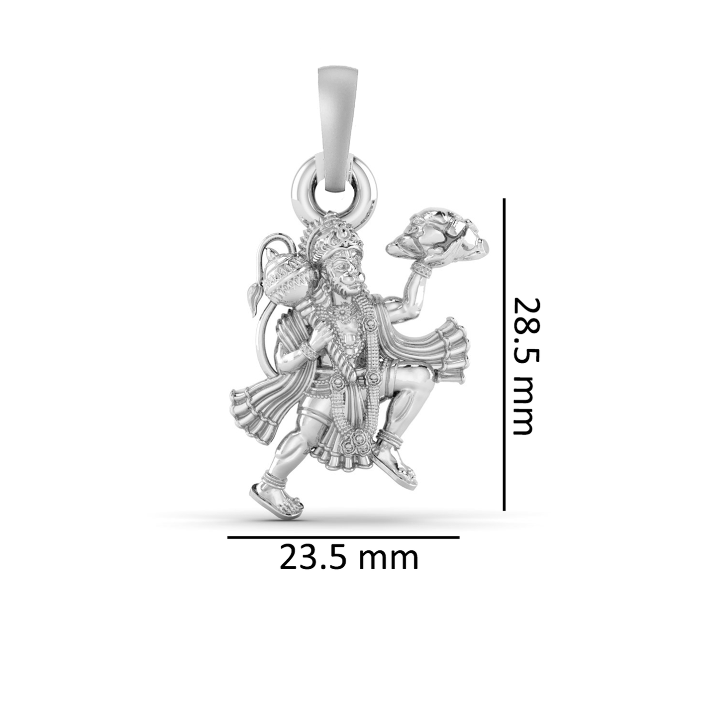 Akshat Sapphire 92.5% Pure Sterling Silver God Hanuman (Big Size) Pendant for Men and Boys