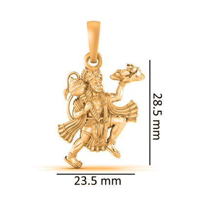 22 CT Gold Plated Silver (92.5% purity) God Hanuman/Bajrang Bali (Big Size) Pendant for Men