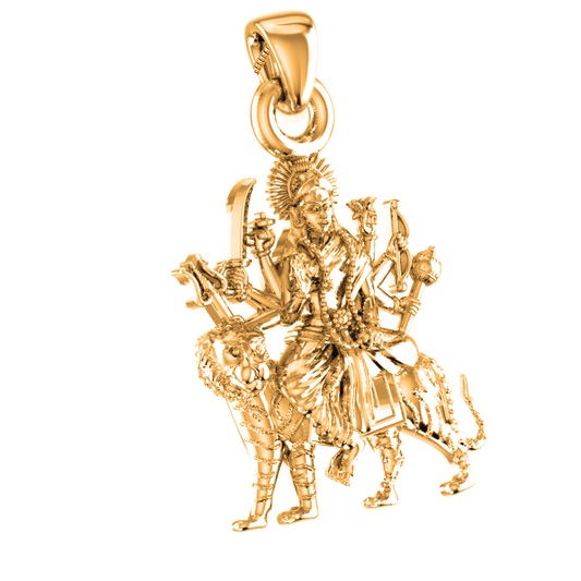 22 CT Gold Plated Silver (92.5% purity)  Durga maa Pendant (Big Size) for Men and Women