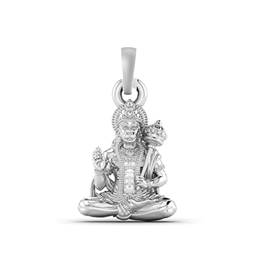 Akshat Sapphire 92.5% Pure Sterling Silver God Hanuman (Big Size) Pendant for Men and Boys
