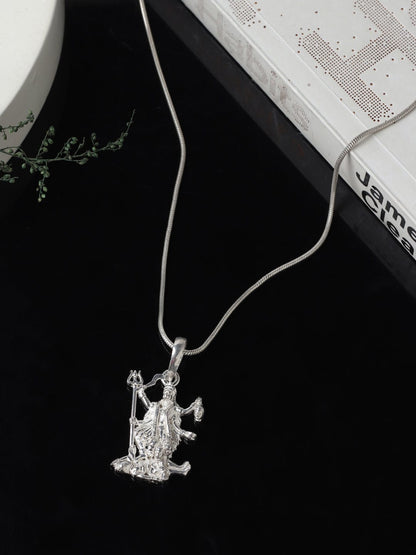 Sterling Silver (92.5% purity) Goddess kali maa Pendant for Men & Women Pure Silver Lord Maa Kaali Locket for Good Health & Wealth