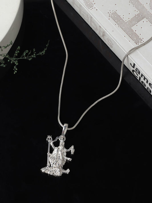 Akshat Sapphire Sterling Silver (92.5% purity) Goddess kali maa Pendant for Men & Women Pure Silver Lord Maa Kaali Locket for Good Health & Wealth