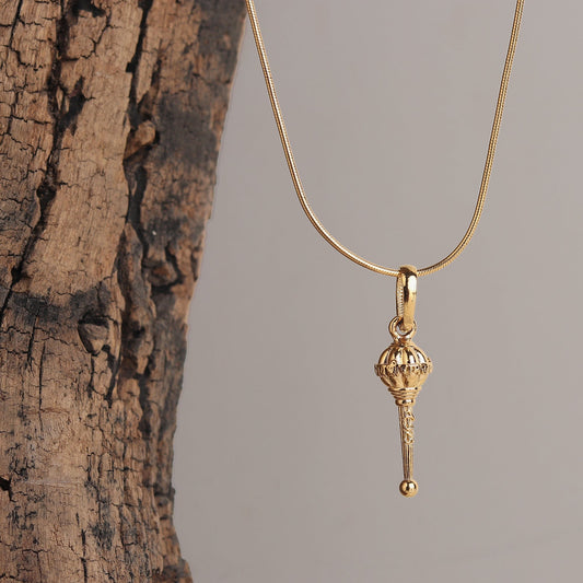 22 CT Gold Plated Silver (92.5% purity) God Hanuman Gada Pendant (Big size) Pendant for Men
