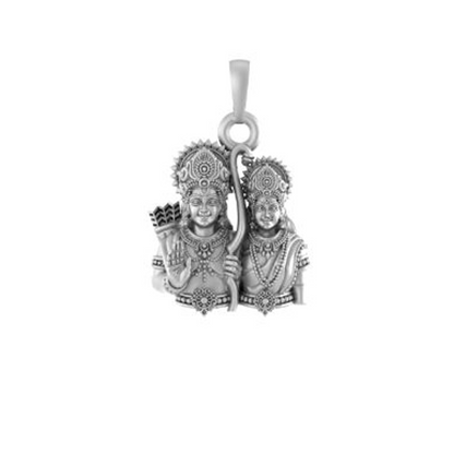 Pure Sterling Silver God Ram and Sita (Premium Big Size) Pendant for Men & Women by Akshat Sapphire – 92.5 Silver-PB7253
