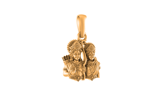 22 CT Gold Plated Silver (92.5% purity) God Ram and Maa Sita (Big Size) Pendant for Men and Women