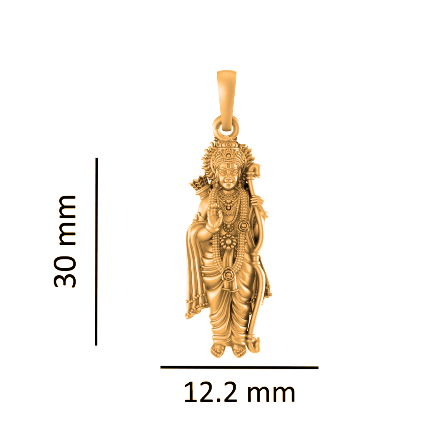 22 CT Gold Plated Silver (92.5% purity) God Ram Pendant (Big Size) for Men and Women
