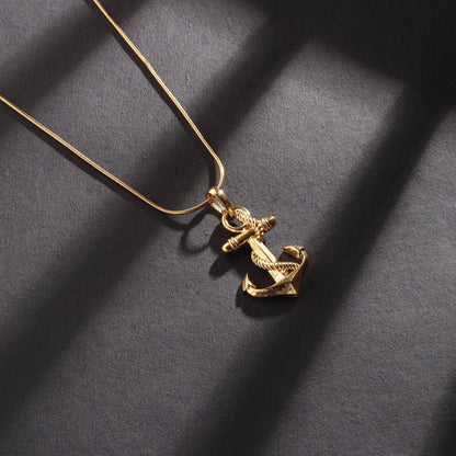 22 CT Gold Plated Silver (92.5% purity) Ship Anchor Pendant (Big Size) for Men and Women