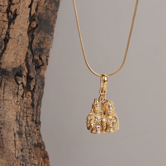 22 CT Gold Plated Silver (92.5% purity) God Shiv Parvati Pendant (Big Size) for Men and Women