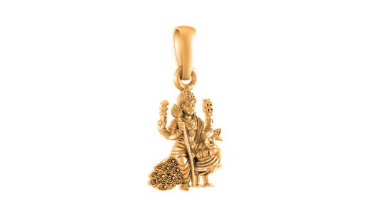 22 CT Gold Plated Silver (92.5% purity) God Kartikeya Pendant (Big Size) for Men and Women