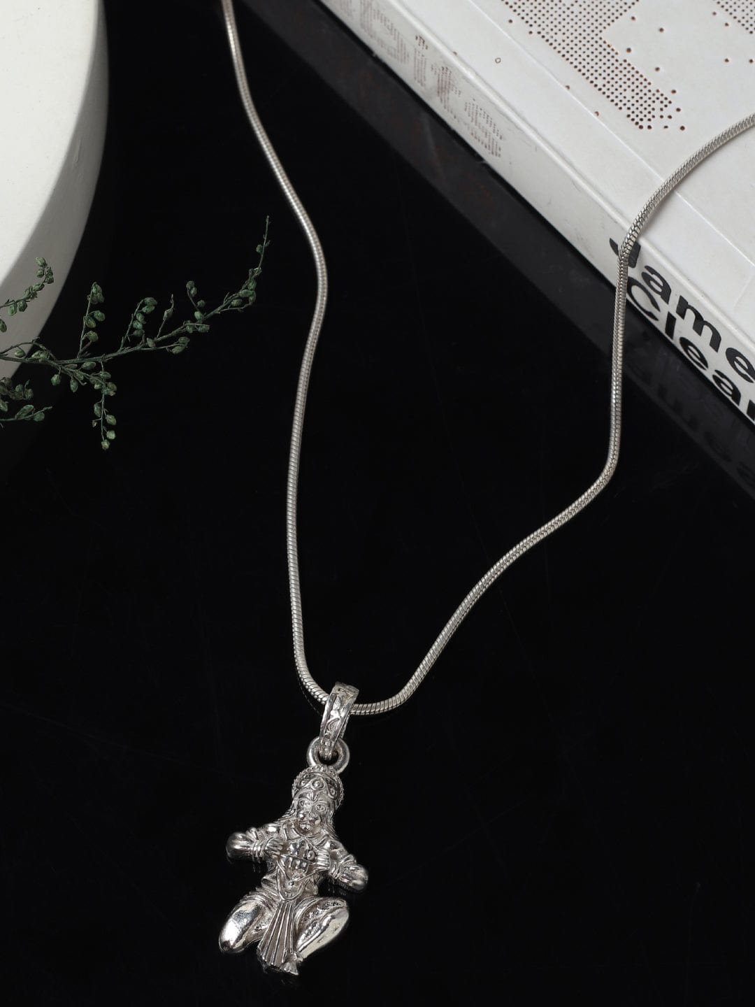 Akshat Sapphire 92.5% Pure Sterling Silver God Hanuman (Big Size) Pendant for Men and Boys