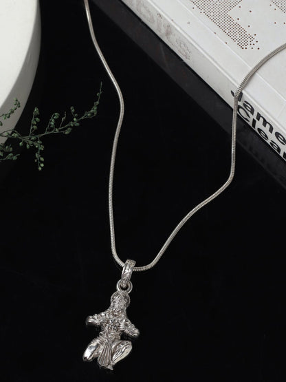 Akshat Sapphire 92.5% Pure Sterling Silver God Hanuman (Big Size) Pendant for Men and Boys