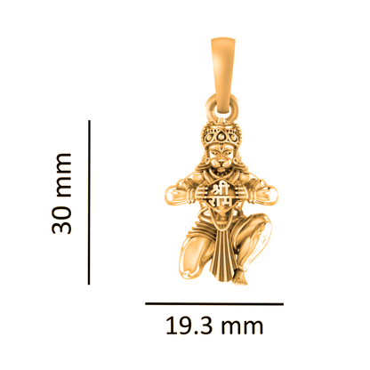 22 CT Gold Plated Silver (92.5% purity) God Hanuman (Big Size)  Pendant for Men