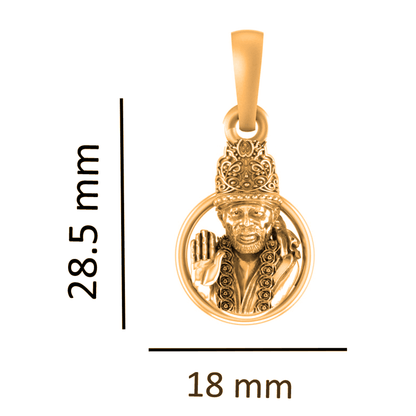 22 CT Gold Plated Silver (92.5% purity) God Sai baba Baba Pendant (Big Size) for Men and Women