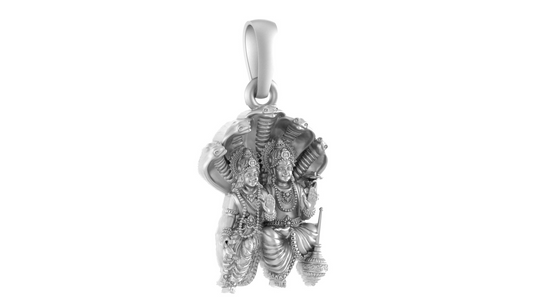 Akshat Sapphire 92.5% Pure Sterling Silver God Vishnu Laxmi (Big Size) Pendant for Men & Women