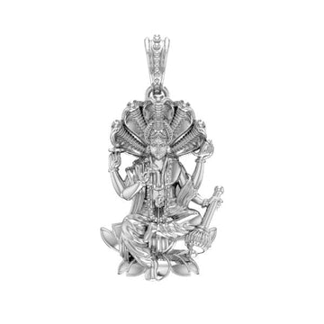 Akshat Sapphire 92.5% Pure Sterling Silver God Vishnu Pendant (Big Size) for Men & Women