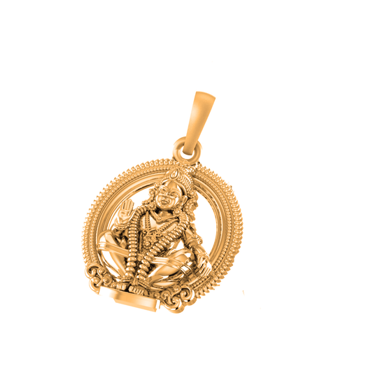 22 CT Gold Plated Silver (92.5% purity) God Ayyappa (Big Size) Pendant for Men and Women