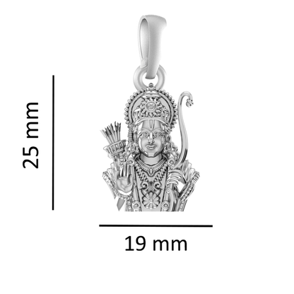 Pure Sterling Silver God Ram (Big Size) Pendant for Men & Women by Akshat Sapphire – 92.5 Silver-PB7288