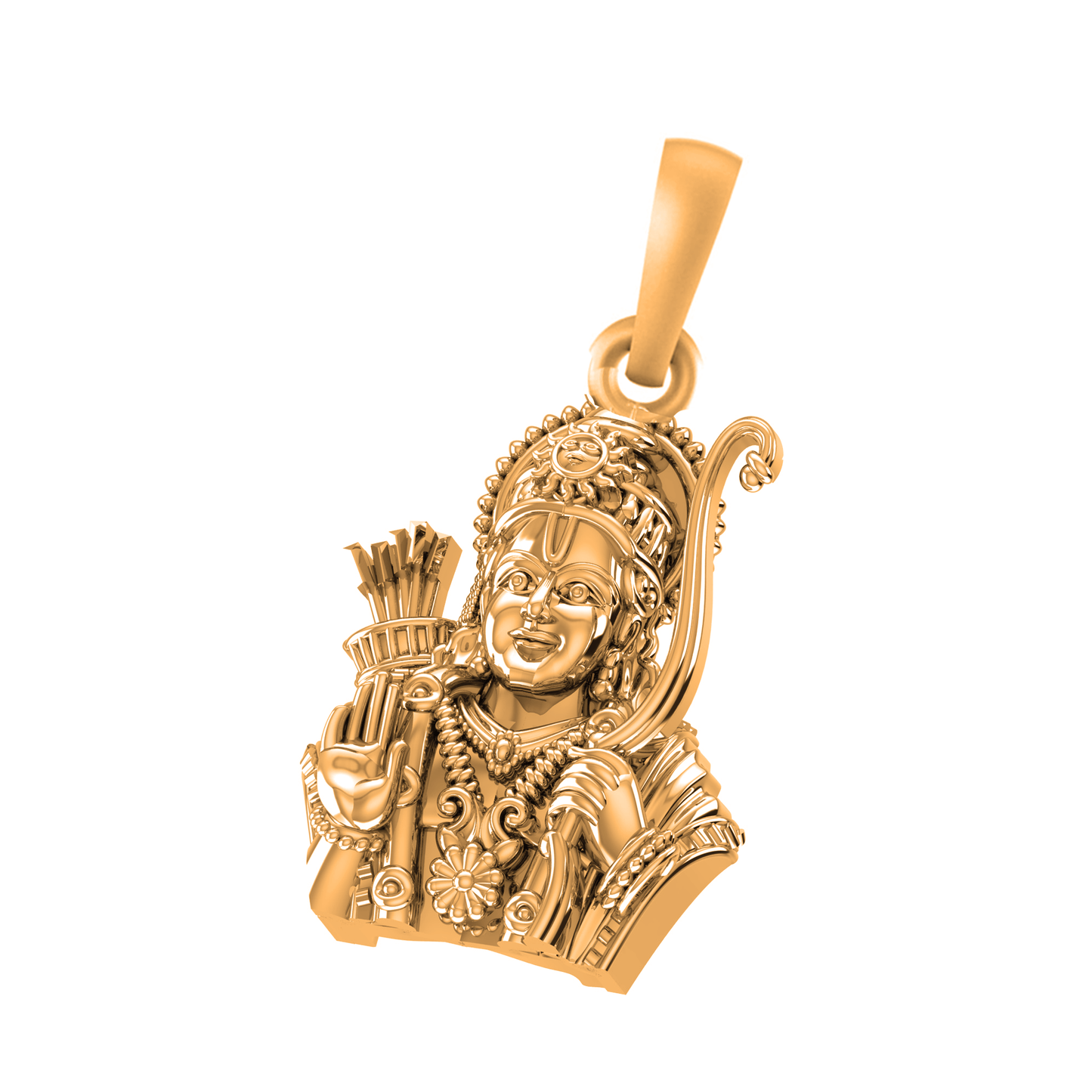 22 CT Gold Plated Silver (92.5% purity) God Ram Pendant (Big Size) for Men and Women