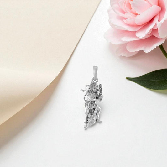 Akshat Sapphire 92.5% Pure Sterling Silver God Hanuman (Big Size) Pendant for Men and Boys