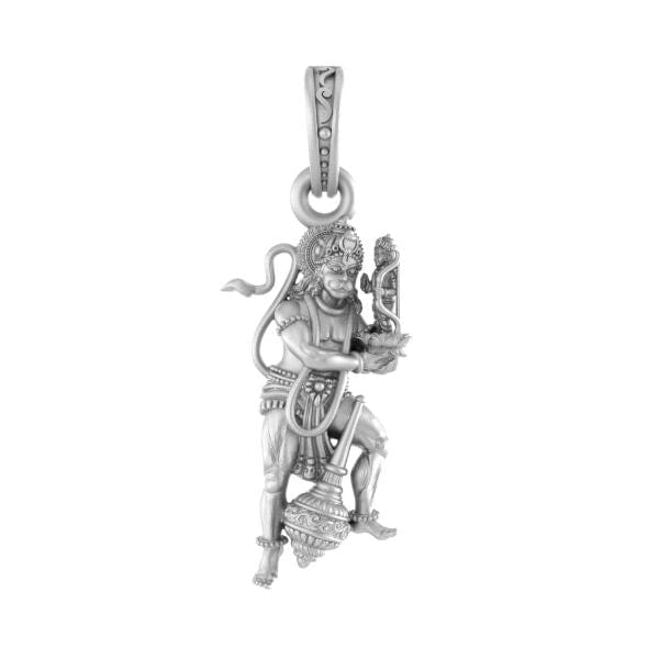 Akshat Sapphire 92.5% Pure Sterling Silver God Hanuman (Big Size) Pendant for Men and Boys