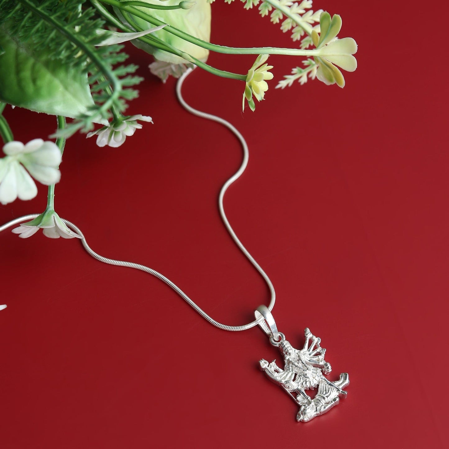 Akshat Sapphire 92.5% Pure Sterling Silver Goddess kali maa (Big Size) Pendant for Men & Women