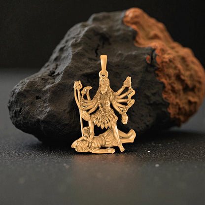 22 CT Gold Plated Silver (92.5% purity) Goddess kali maa (Big Size) Pendant for Men and Women