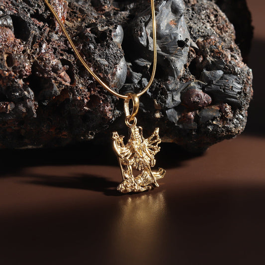 22 CT Gold Plated Silver (92.5% purity) Goddess kali maa (Big Size) Pendant for Men and Women