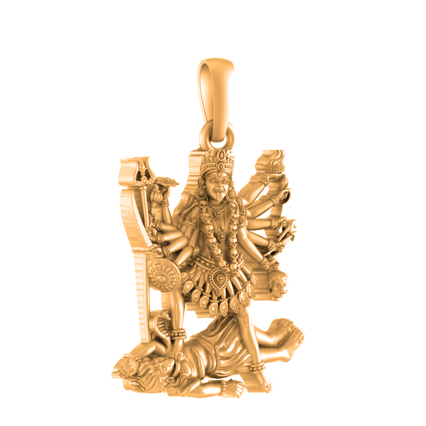 22 CT Gold Plated Silver (92.5% purity) Goddess kali maa (Big Size) Pendant for Men and Women