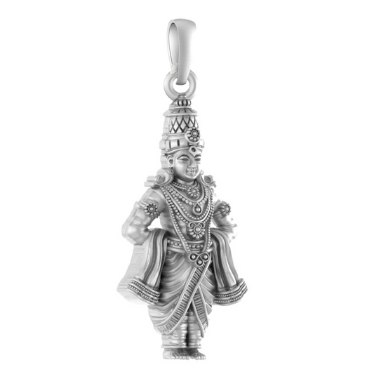 Akshat Sapphire 92.5% Pure Sterling Silver God Vitthal Pendant (Big Size) for Men & Women