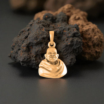 22 CT Gold Plated Silver (92.5% purity) Spiritual Neem Karoli Baba Pendant (Big Size) for Men and Women