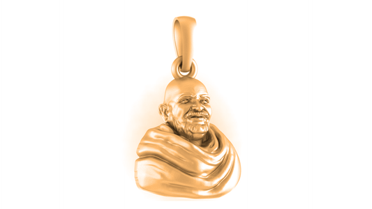 22 CT Gold Plated Silver (92.5% purity) Spiritual Neem Karoli Baba Pendant (Big Size) for Men and Women