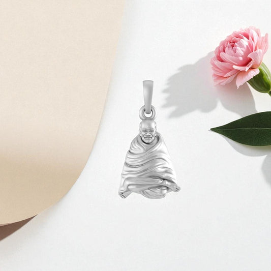 Akshat Sapphire 92.5% Pure Sterling Silver Neem Karoli Baba Pendant for Men & Women