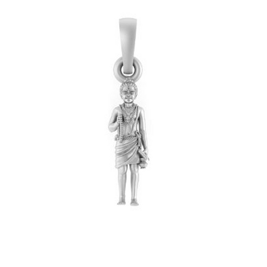 Akshat Sapphire 92.5% Pure Sterling Silver Spiritual Swaminarayan Pendant (Big Size) for Men & Women