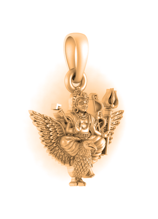 22 CT Gold Plated Silver (92.5% purity) God Shani Dev Pendant (Big Size) for Men and Women