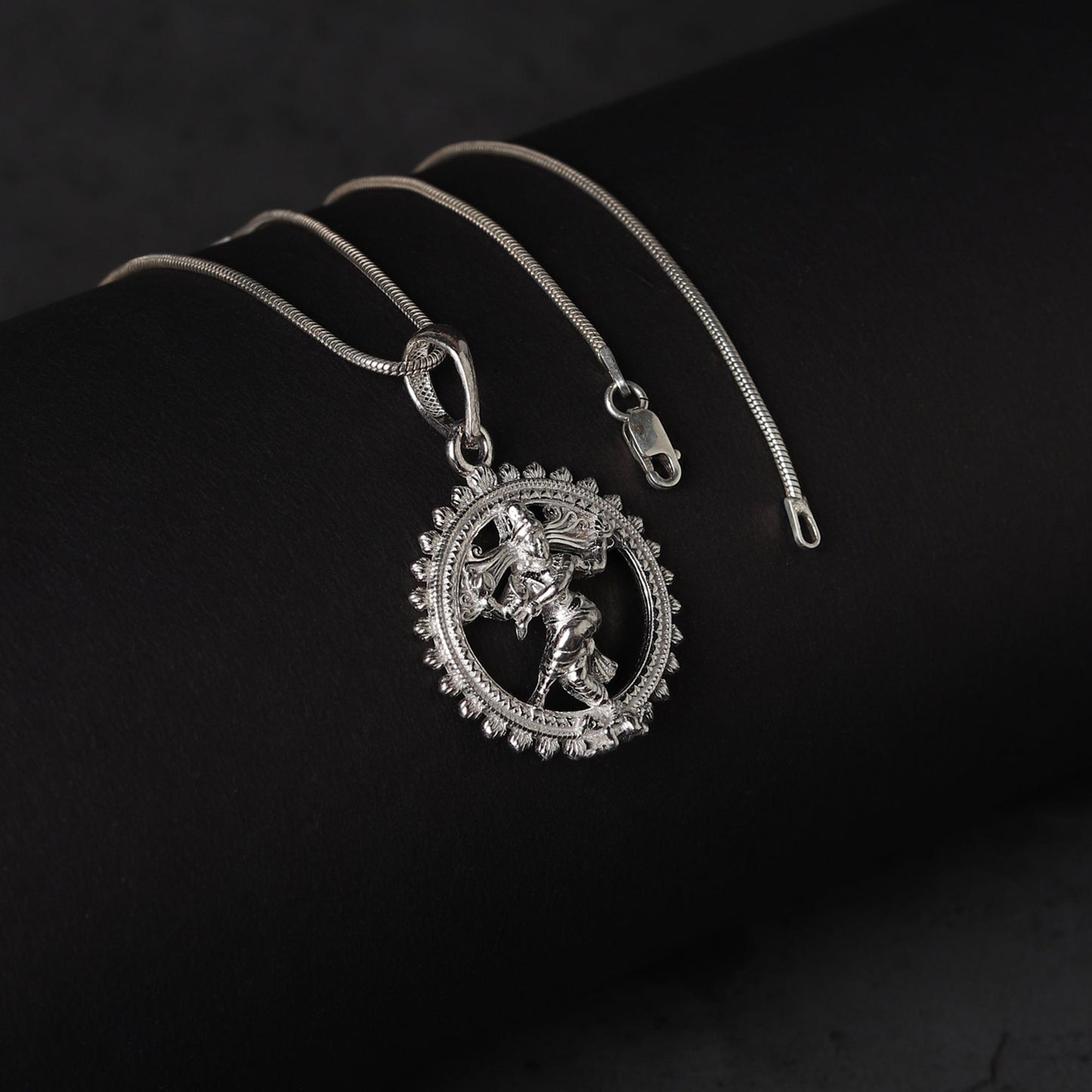 Sterling Silver (92.5% purity) God Shiva Nataraj Tandav pose Pendant (Big Size)