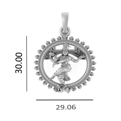 Sterling Silver (92.5% purity) God Shiva Nataraj Tandav pose Pendant (Big Size)
