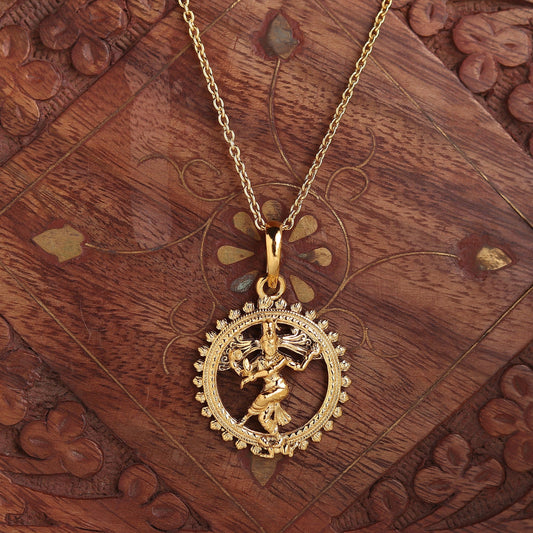22 CT Gold Plated Silver (92.5% purity) God Nataraja  Pendant (Big Size) for Men and Women