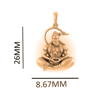 22CT Gold Plated Silver 92.5 Purity God  Hanuman (Premium big size) Pendant for Men by Akshat Sapphire-PB7369_Gold