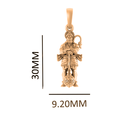 22 CT Gold Plated Silver (92.5% purity) God Hanuman/Bajrang Bali (Big Size) Pendant for Men