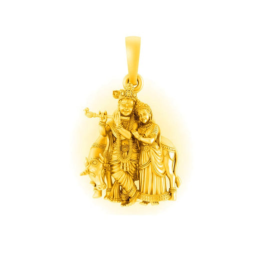 22 CT Gold Plated Silver (92.5% purity) God Radha Krishna Pendant (Big Size) for Men and Women