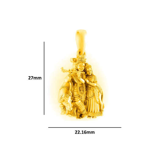 Akshat Sapphire 22 CT Gold Plated Silver (92.5% purity) God Radha Krishna Pendant (Big Size) for Men and Women