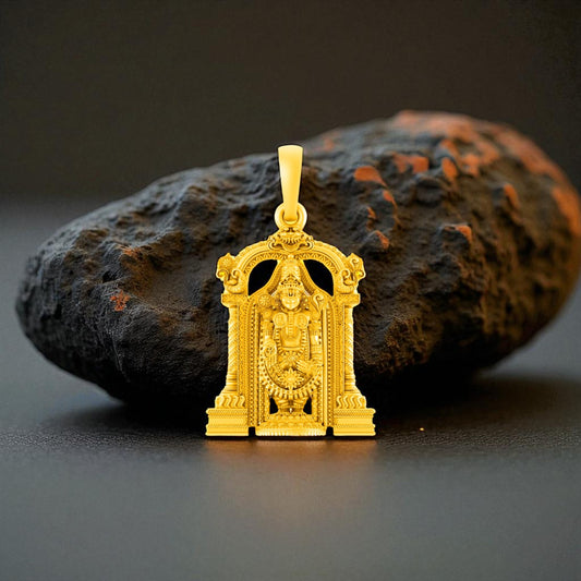Akshat Sapphire 22 CT Gold Plated Silver (92.5% purity) God Bala ji Pendant (Big Size) for Men and Women