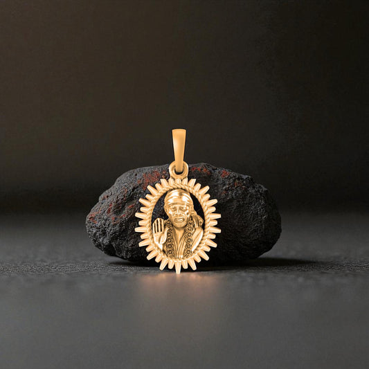22 CT Gold Plated Silver (92.5% purity) God Sai baba Pendant for Men and Women