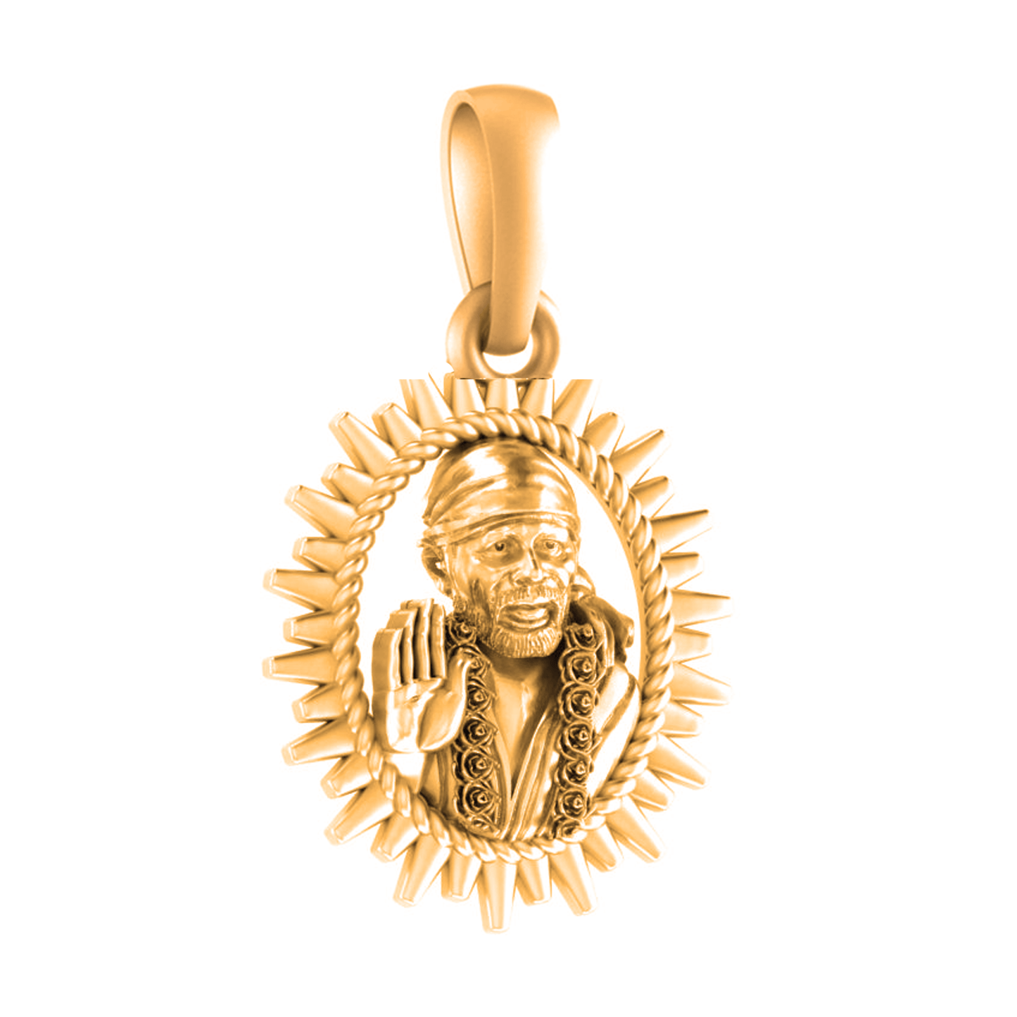 22 CT Gold Plated Silver (92.5% purity) God Sai baba Pendant for Men and Women