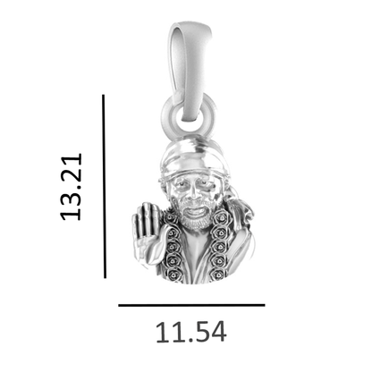 Sterling Silver (92.5% purity) God Sai baba Pendant for Men & Women Pure Silver Lord Sai baba Locket for Good Health & Wealth