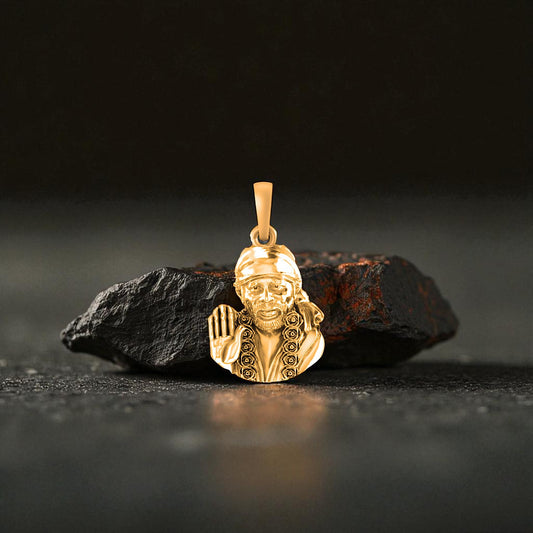 22 CT Gold Plated Silver (92.5% purity) God Sai baba Pendant for Men and Women