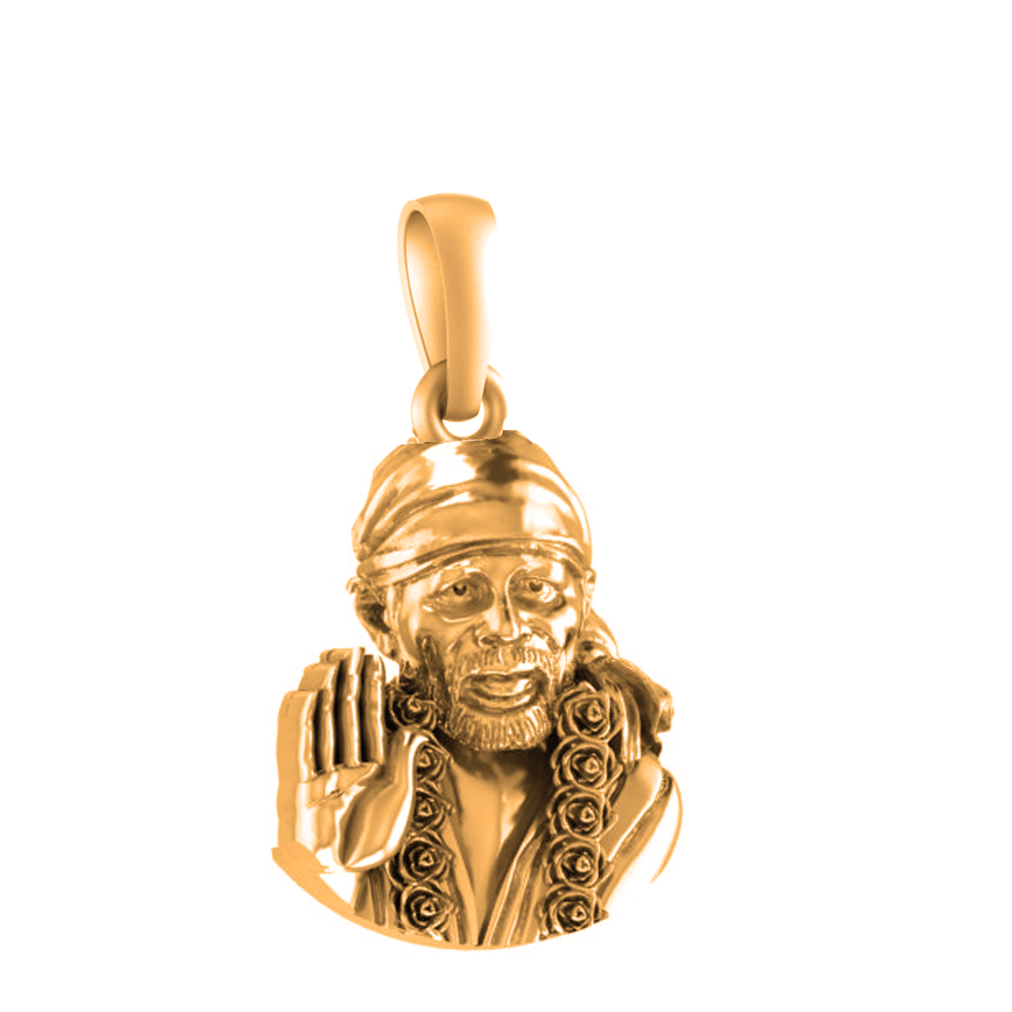 22 CT Gold Plated Silver (92.5% purity) God Sai baba Pendant for Men and Women