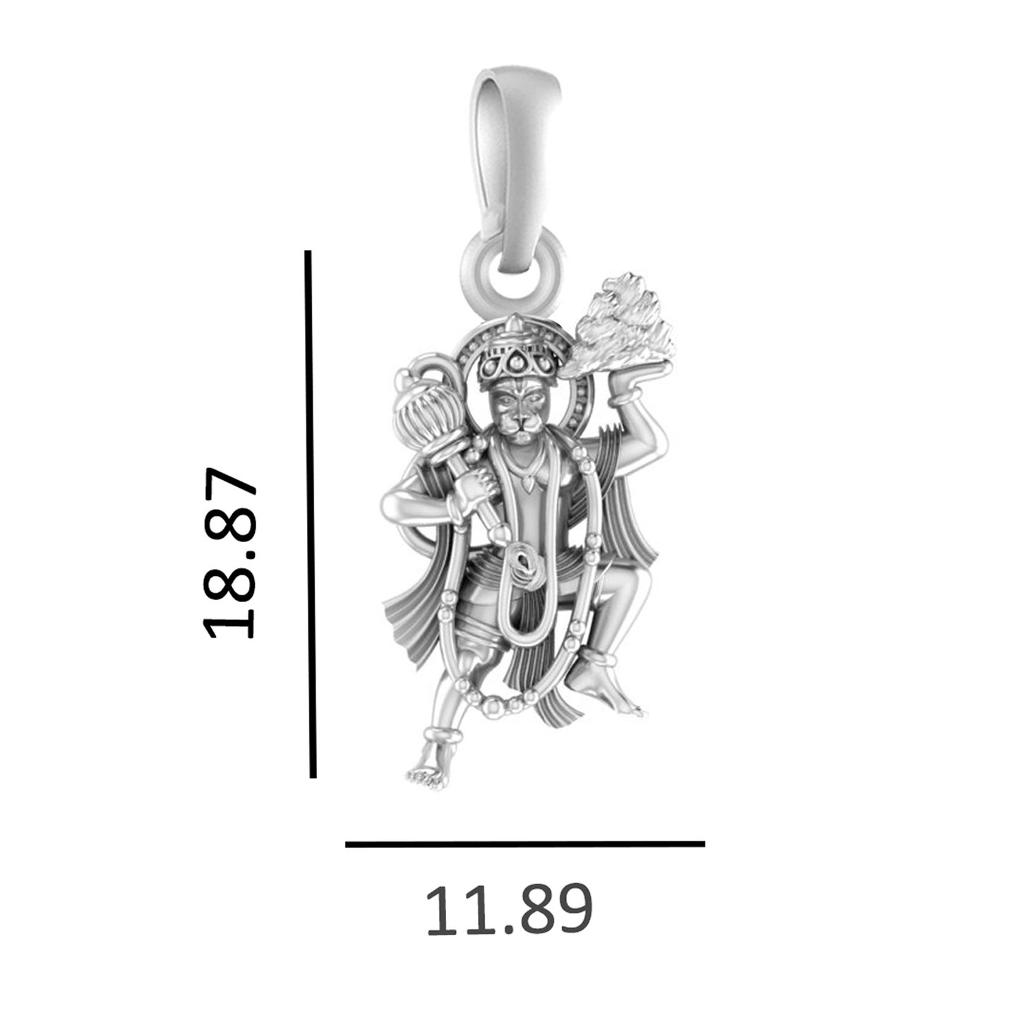 Pure Sterling Silver God Hanuman (Regular Size) Pendant for Men by Akshat Sapphire – 92.5 Silver-PM7065