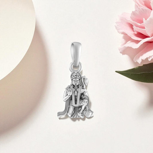 Akshat Sapphire Sterling Silver (92.5% purity) God Hanuman Pendant for Men & Women Pure Silver Lord Bajrang Bali Locket for Good Health & Wealth
